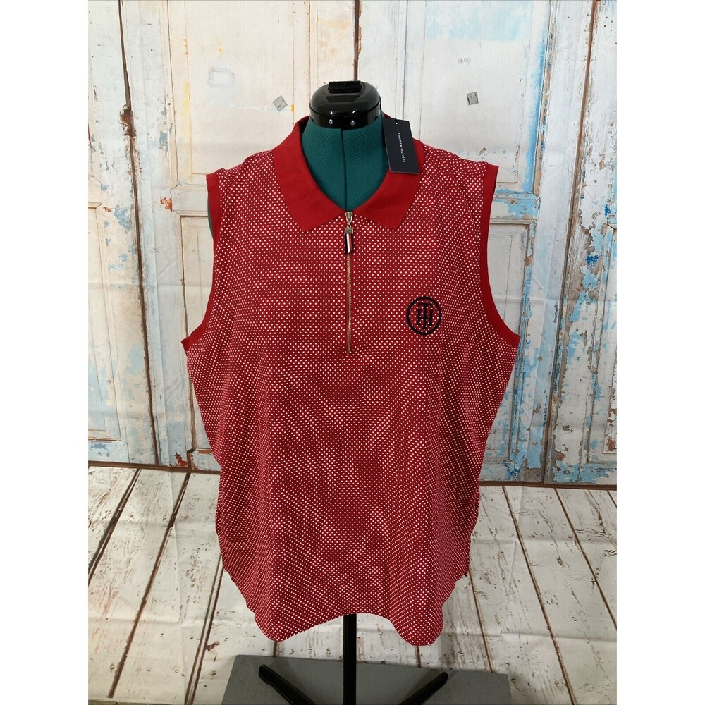 Tommy Hilfiger Red Sleeveless Polo Muscle Tee